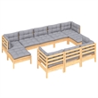 vidaXL 10 Piece Wood Small Garden Lounge Set in Gray