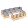 vidaXL 10 Piece Wood Small Garden Lounge Set in Gray