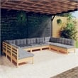 vidaXL 9 Piece Wood Garden Lounge Set in Gray