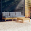 vidaXL 4 Piece Wood Garden Lounge Set in Gray/Natural