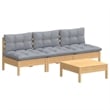 vidaXL 4 Piece Wood Garden Lounge Set in Gray/Natural