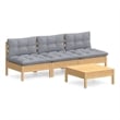 vidaXL 4 Piece Wood Garden Lounge Set in Gray/Natural