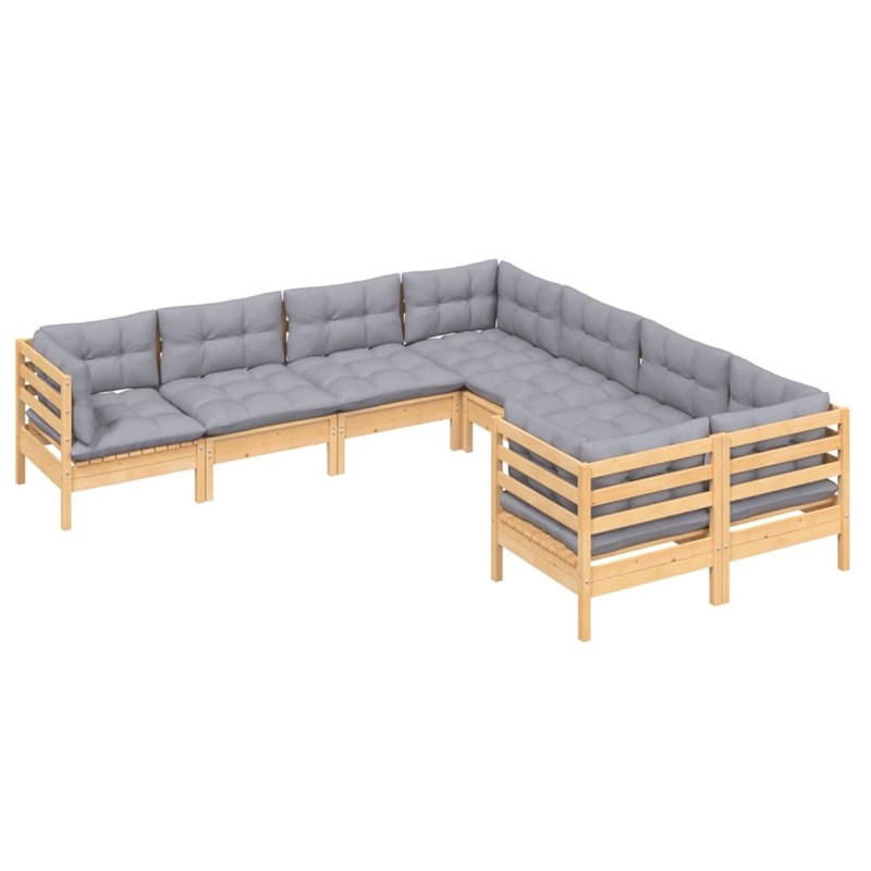 vidaXL 8 Piece Wood Garden Lounge Set in Gray/Natural