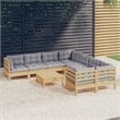 vidaXL 9 Piece Wood Garden Lounge Set in Gray