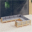 vidaXL 10 Piece Wood Garden Lounge Set in Gray