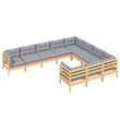 vidaXL 10 Piece Wood Garden Lounge Set in Gray