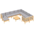 vidaXL 11 Piece Wood Garden Lounge Set in Gray