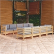 vidaXL 9 Piece Wood Garden Lounge Set in Gray/Natural