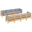 vidaXL 9 Piece Wood Garden Lounge Set in Gray/Natural