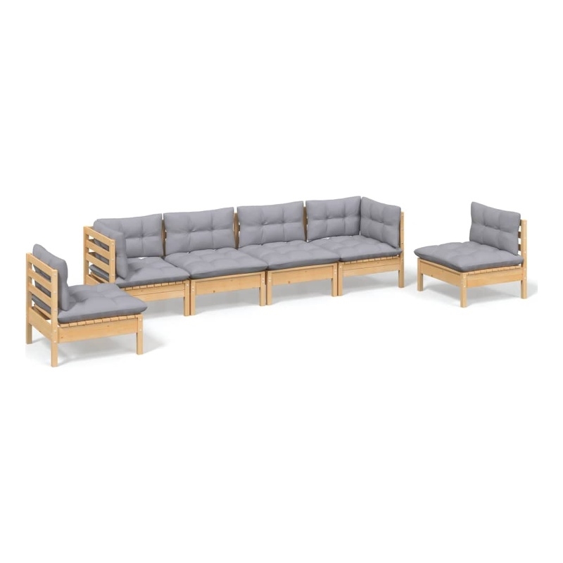 vidaXL 6 Piece Wood Small Garden Lounge Set in Gray