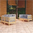 vidaXL 6 Piece Wood Garden Lounge Set in Gray/Natural