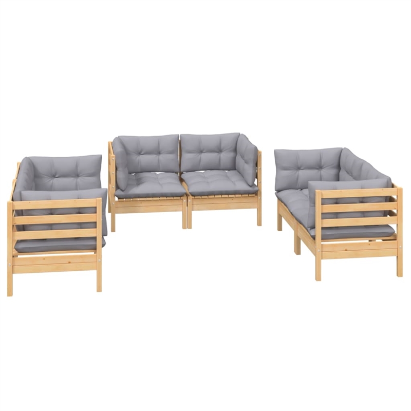 vidaXL 6 Piece Wood Garden Lounge Set in Gray/Natural