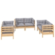 vidaXL 6 Piece Wood Garden Lounge Set in Gray/Natural