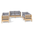 vidaXL 6 Piece Wood Garden Lounge Set in Gray/Natural