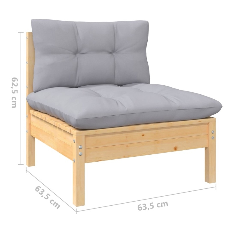 vidaXL 13 Piece Wood Garden Lounge Set in Gray/Natural