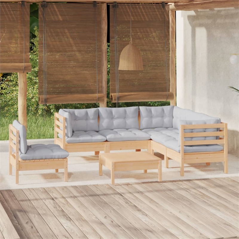 vidaXL 6 Piece Wood Garden Lounge Set in Gray