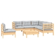 vidaXL 6 Piece Wood Garden Lounge Set in Gray