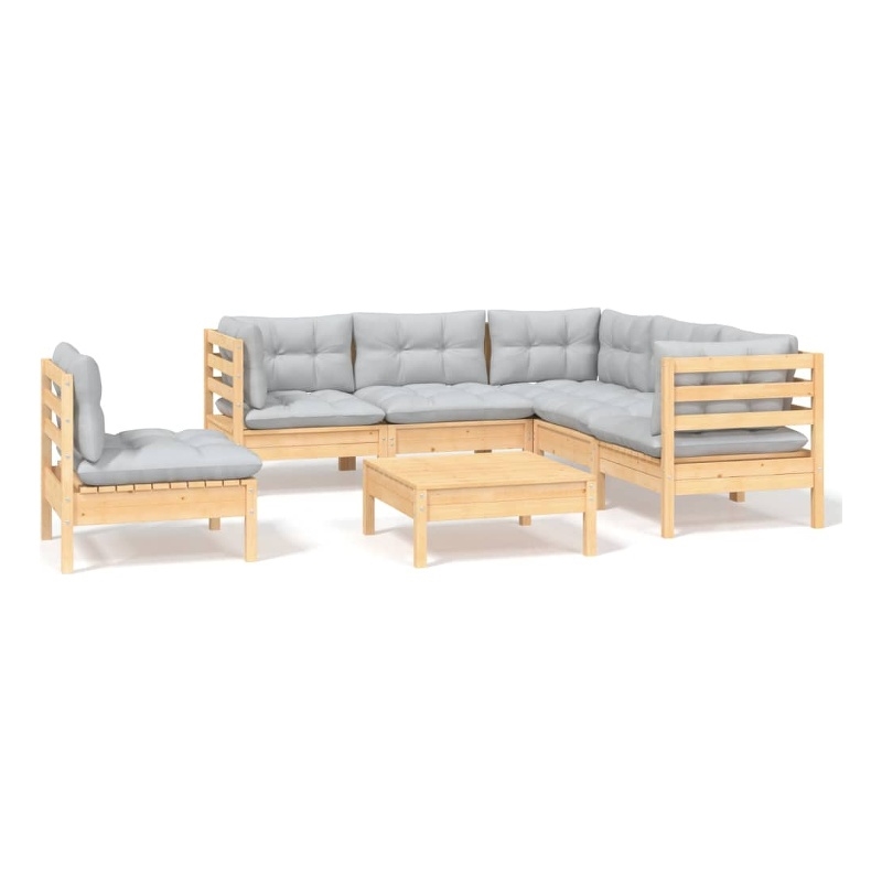 vidaXL 6 Piece Wood Garden Lounge Set in Gray