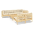 vidaXL 8 Piece Wood Medium Garden Lounge Set in Cream