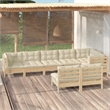 vidaXL 8 Piece Wood Small Garden Lounge Set in Cream/Natural