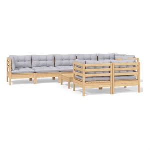 vidaXL 9 Piece Wood Garden Lounge Set in Gray