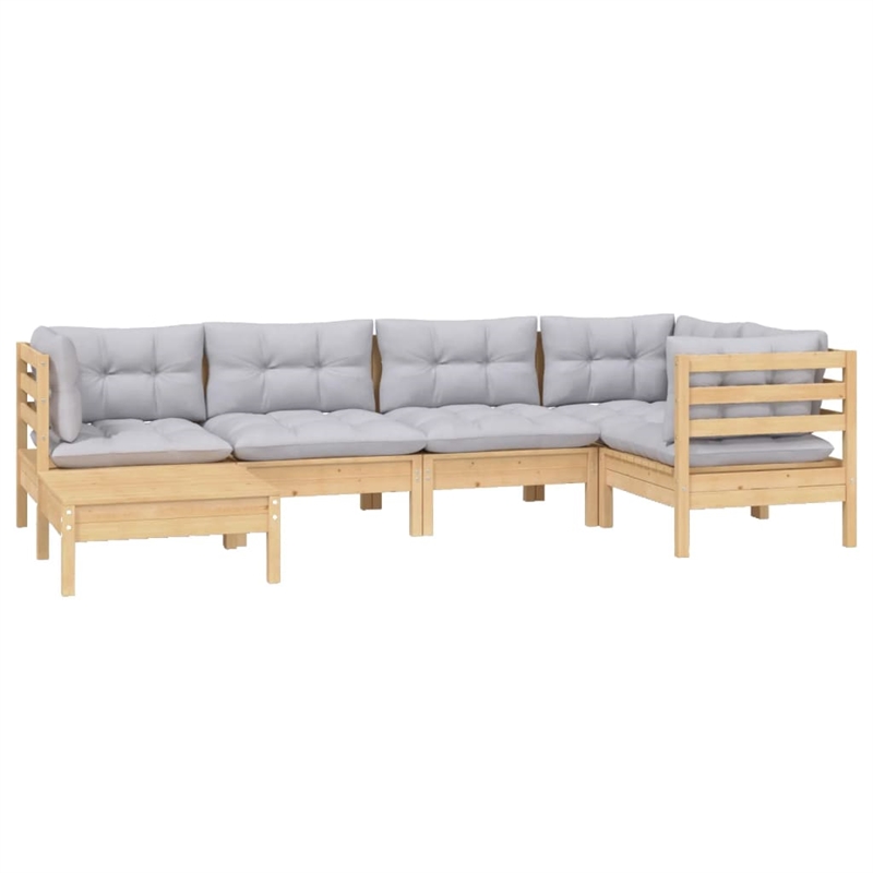 vidaXL 6 Piece Wood Garden Lounge Set in Gray