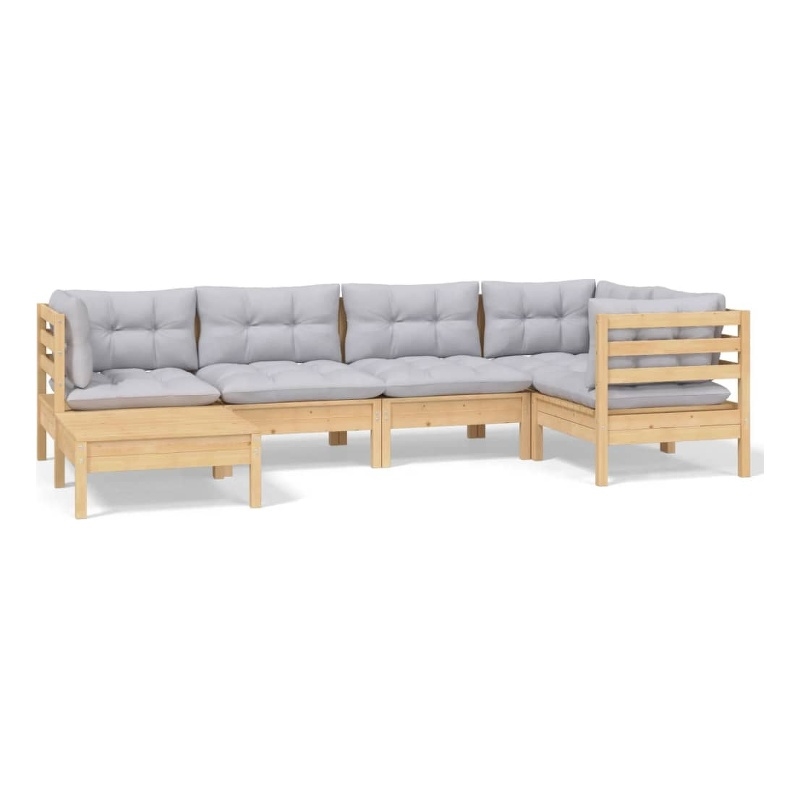 vidaXL 6 Piece Wood Garden Lounge Set in Gray