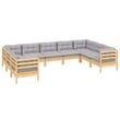 vidaXL 9 Piece Wood Garden Lounge Set in Gray/Natural