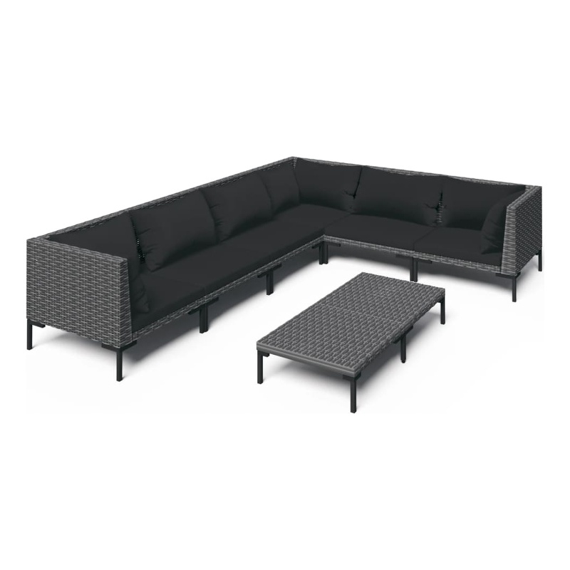 vidaXL 7 Piece Steel Garden Lounge Set in Black/Gray