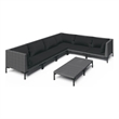 vidaXL 7 Piece Steel Garden Lounge Set in Black/Gray
