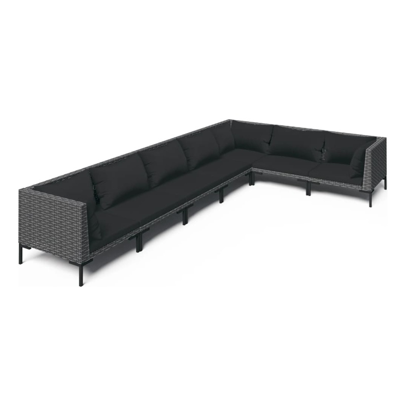 vidaXL 7 Piece Steel Garden Lounge Set in Black/Gray