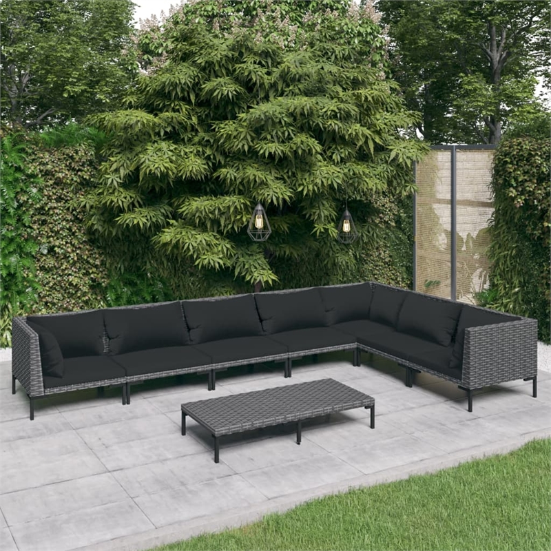 vidaXL 8 Piece Steel Garden Lounge Set in Black/Gray