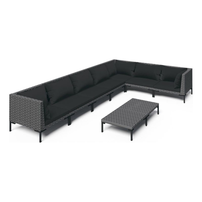 vidaXL 8 Piece Steel Garden Lounge Set in Black/Gray