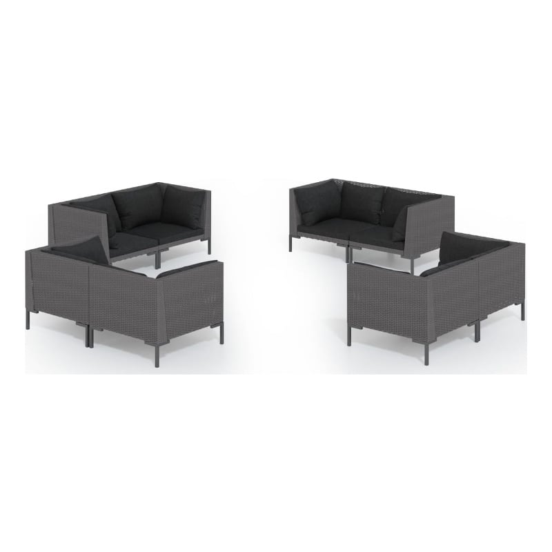 vidaXL 8 Piece Poly Rattan Garden Lounge Set in Gray