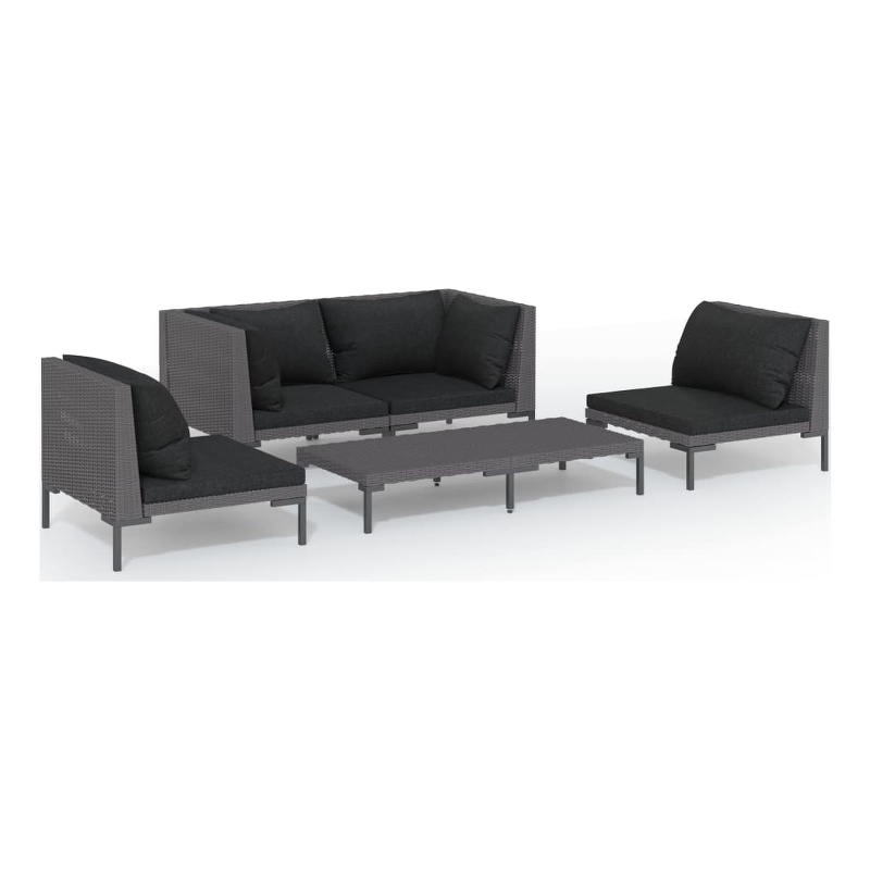vidaXL 5 Piece Steel Garden Lounge Set in Black/Gray