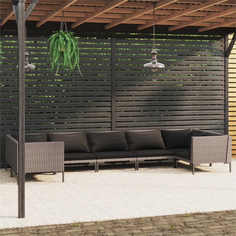 vidaXL 7 Piece Steel Garden Lounge Set in Black/Gray