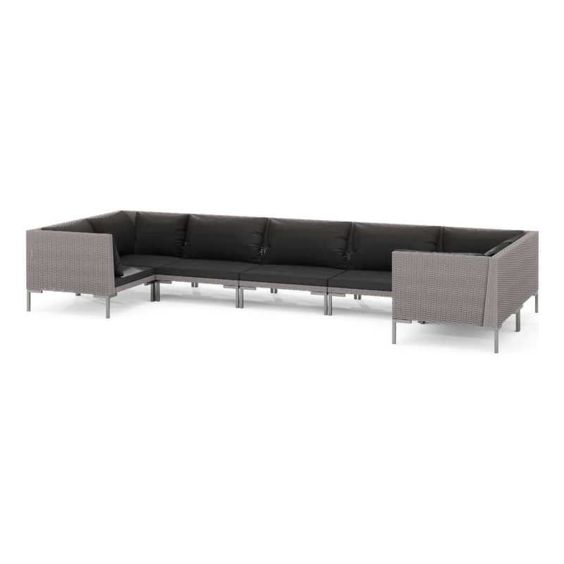 vidaXL 7 Piece Steel Garden Lounge Set in Black/Gray