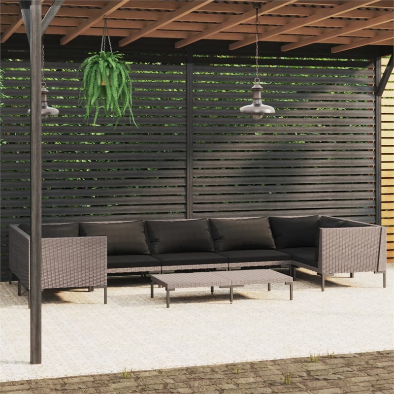 vidaXL 8 Piece Garden Lounge Set in Black/Gray