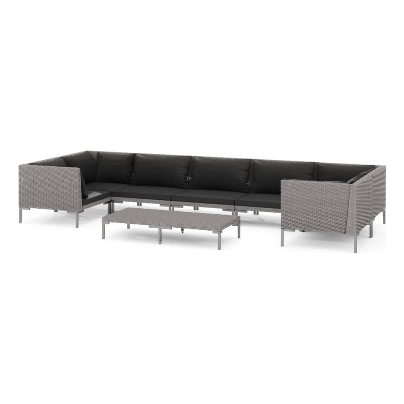 vidaXL 8 Piece Garden Lounge Set in Black/Gray
