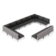 vidaXL 13 Piece Steel Garden Lounge Set in Black/Gray