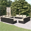 vidaXL 12 Piece Steel Garden Lounge Set in Black/Cream