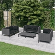 vidaXL 7 Piece Poly Rattan Small Garden Lounge Set in Black/Gray