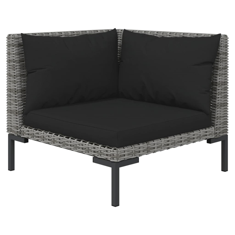 vidaXL 7 Piece Poly Rattan Small Garden Lounge Set in Black/Gray