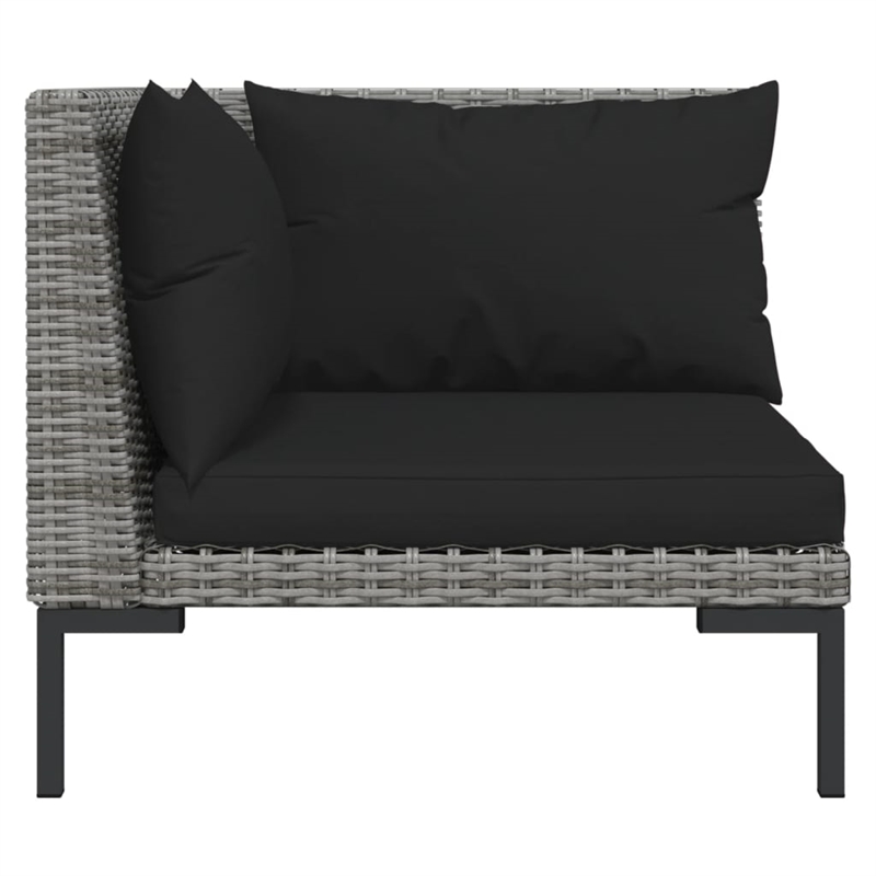 vidaXL 7 Piece Poly Rattan Small Garden Lounge Set in Black/Gray