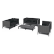 vidaXL 7 Piece Poly Rattan Small Garden Lounge Set in Black/Gray
