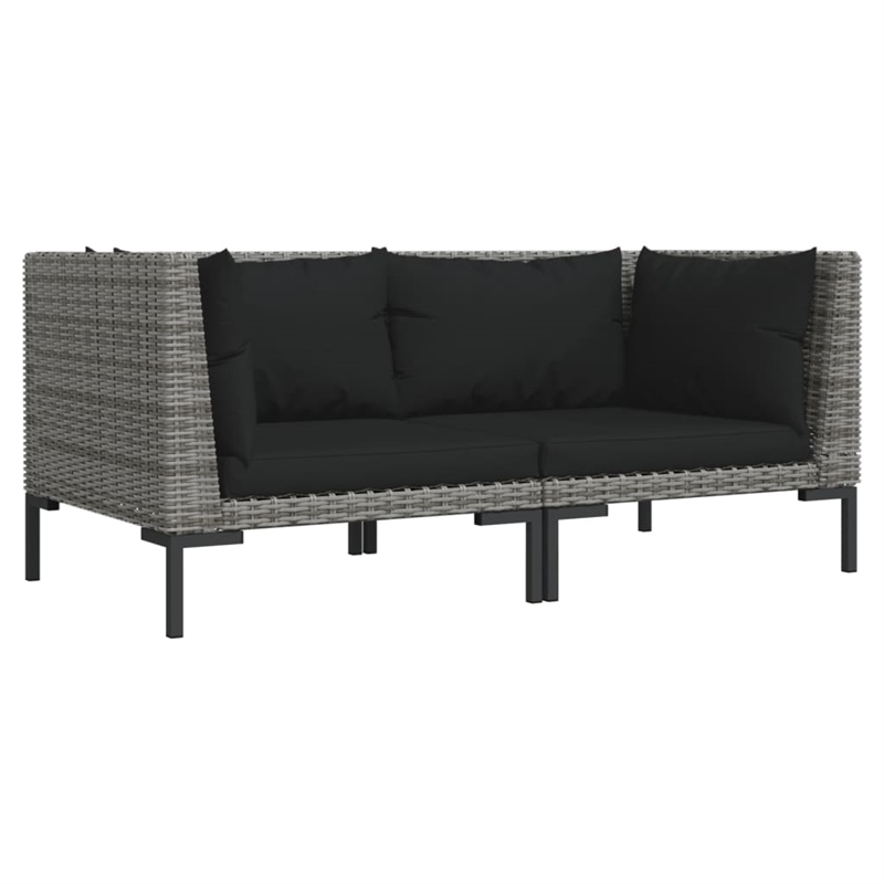 vidaXL 7 Piece Steel Garden Lounge Set in Black/Gray