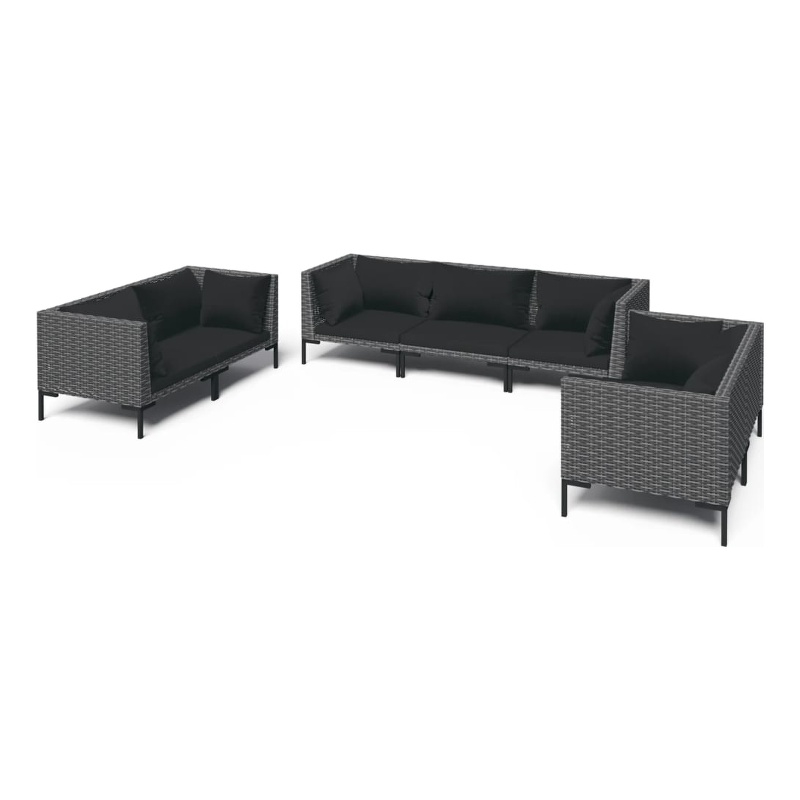 vidaXL 7 Piece Steel Garden Lounge Set in Black/Gray