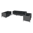vidaXL 7 Piece Steel Garden Lounge Set in Black/Gray