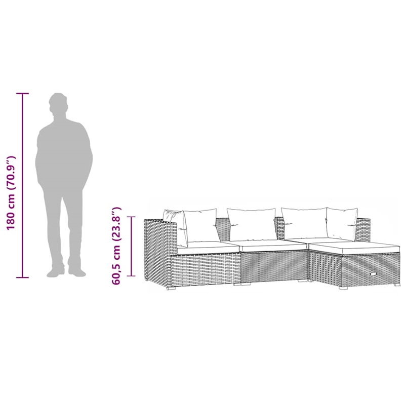 vidaXL 4 Piece Steel Garden Lounge Set in Black/Cream