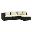 vidaXL 4 Piece Steel Garden Lounge Set in Black/Cream